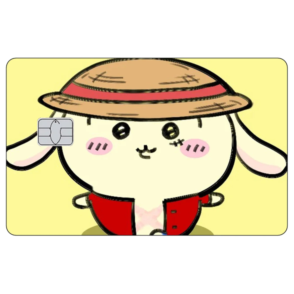 قبعة القش القراصنة لوفي بطاقة الائتمان الجلد لطيف أنيمي ملصقات متوافقة مع بطاقات البنك VISA JCB MasterCard وبطاقات IC الأخرى