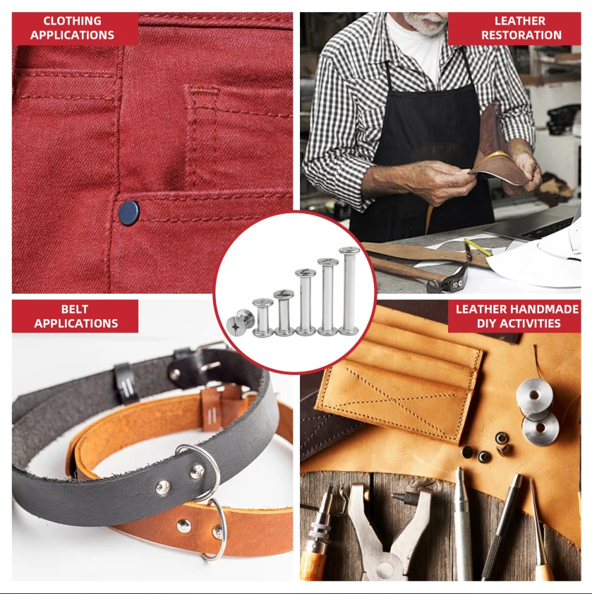 200PCS Phillips Chicago Screws Silvery Binding Screw Posts, Photo Albums Scrapbook Extension Screws Assorted Kit, 10 Sizes