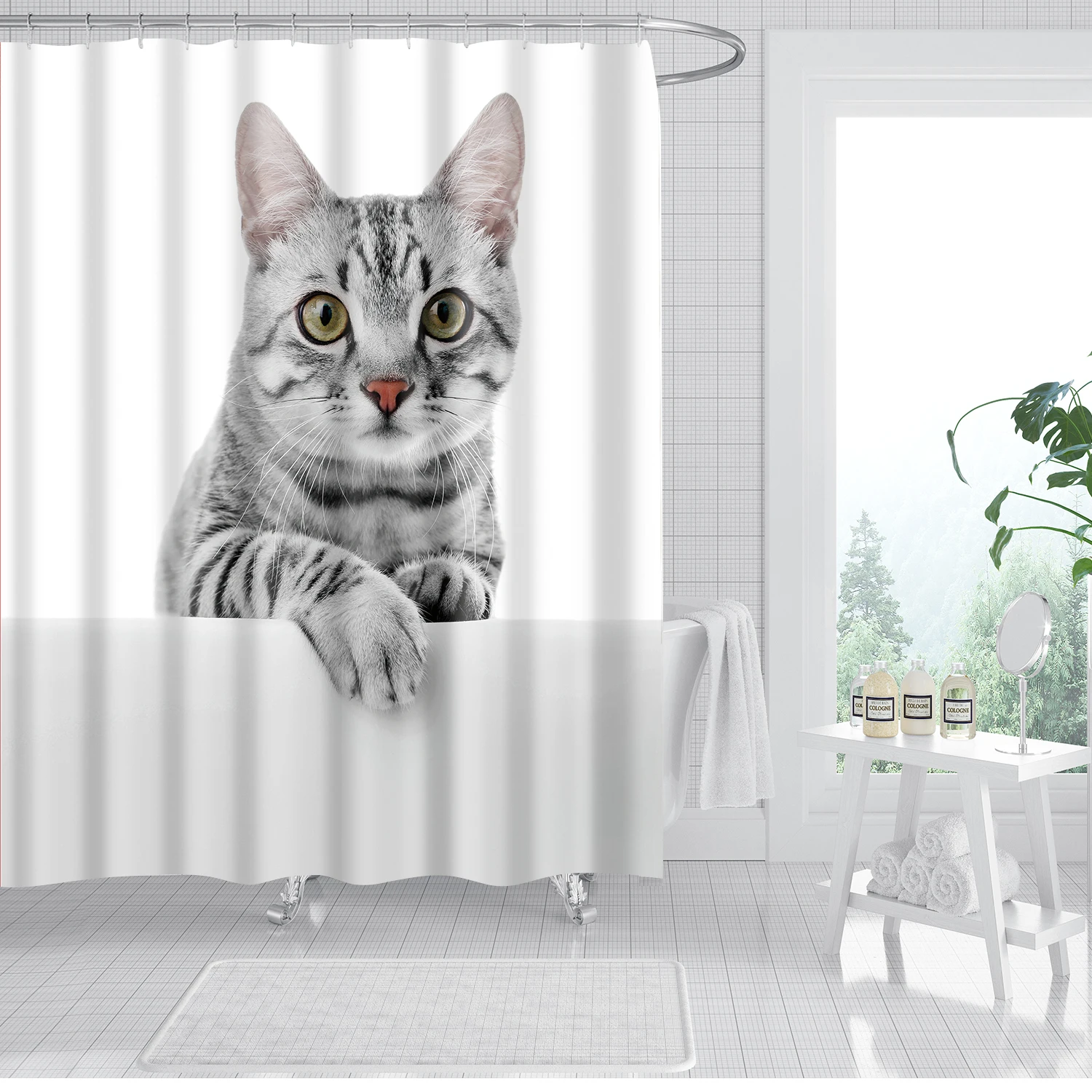 

Европейские животные, кошки, лев, тигр, тканевая занавеска для душа, занавеска для ванной комнаты, водонепроницаемая полиэстеровая занавеска для ванны с крючками