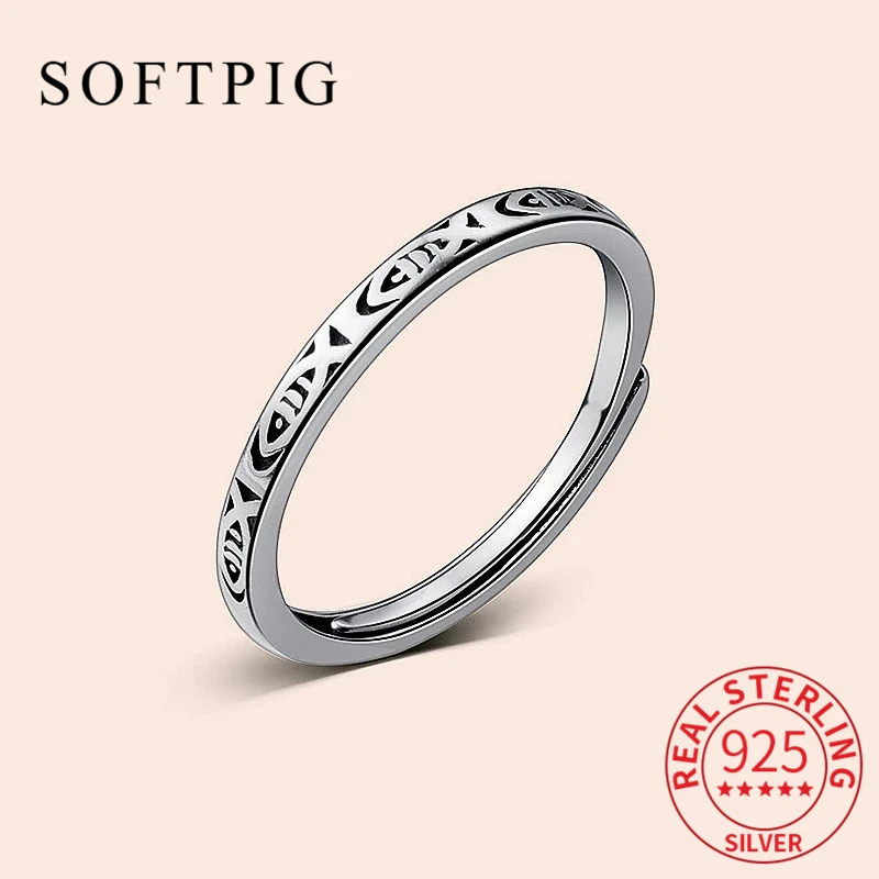 

SOFTPIG Real 925 Sterling Silver Hollow Fish Animal Adjustable Ring For Fashion Women Cute Fine Jewelry Minimalist Accessories