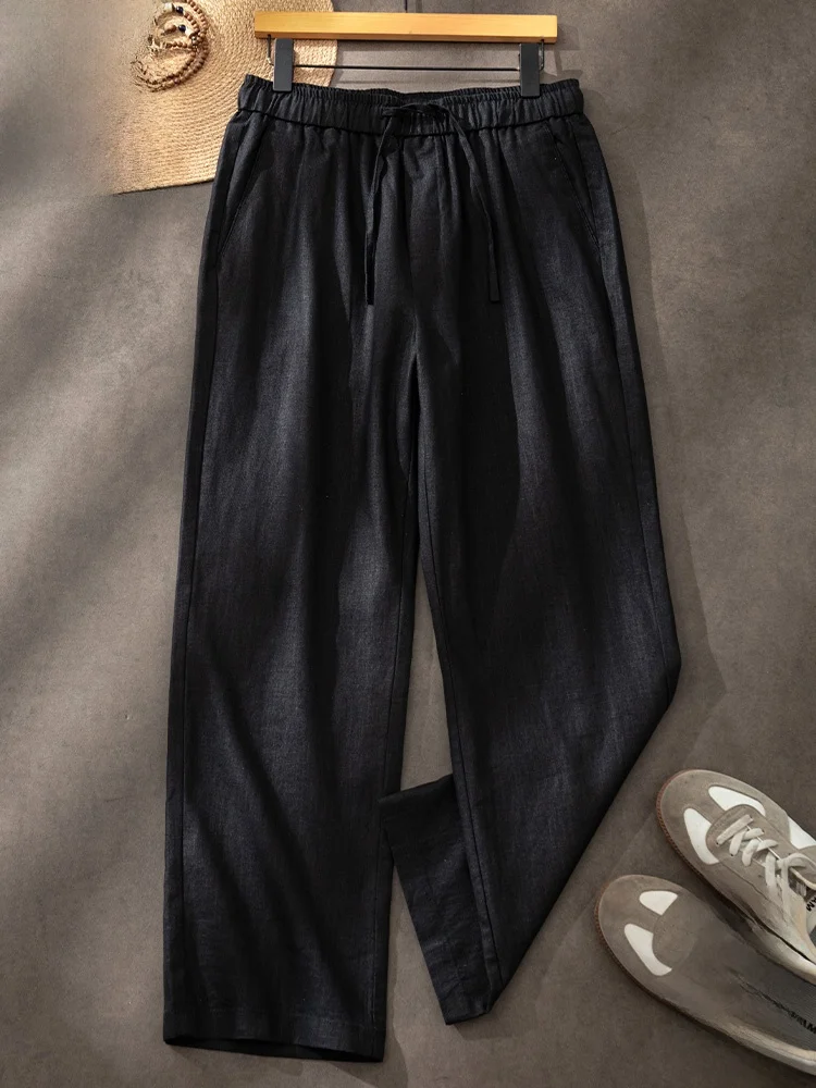 

Дышащие хлопковые льняные мужские брюки PaulFrank прямого кроя, летние свободные тонкие спортивные повседневные брюки, удобные свободные брюки