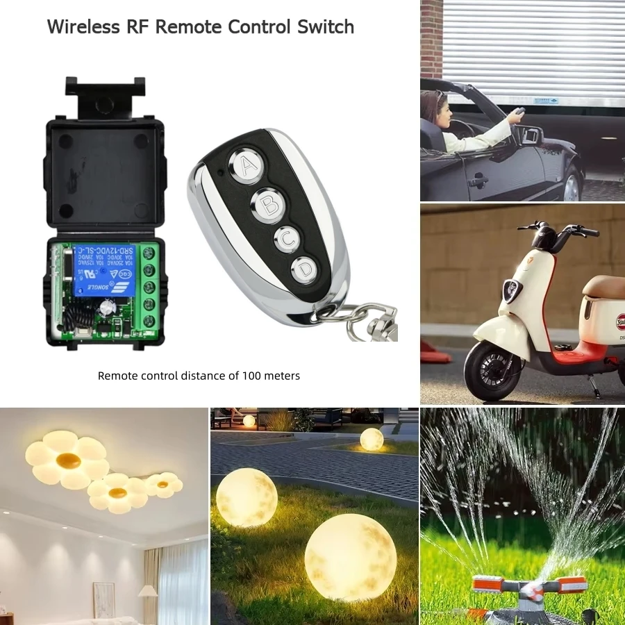 Беспроводной переключатель постоянного тока 12 В, мини-релейный модуль, RF 433 МГц, релейный приемник, 4-канальный передатчик дистанционного управления для гаража, мотор для штор, свет