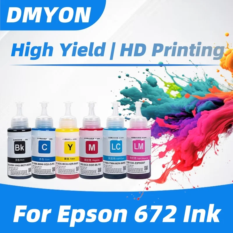

1 комплект, 6 цветов, 672 673 664 сменных чернил для принтера Epson L100 L110 L120 L210 L310 L355 L360 L364 L365 L486 L550 L800 L805 L810