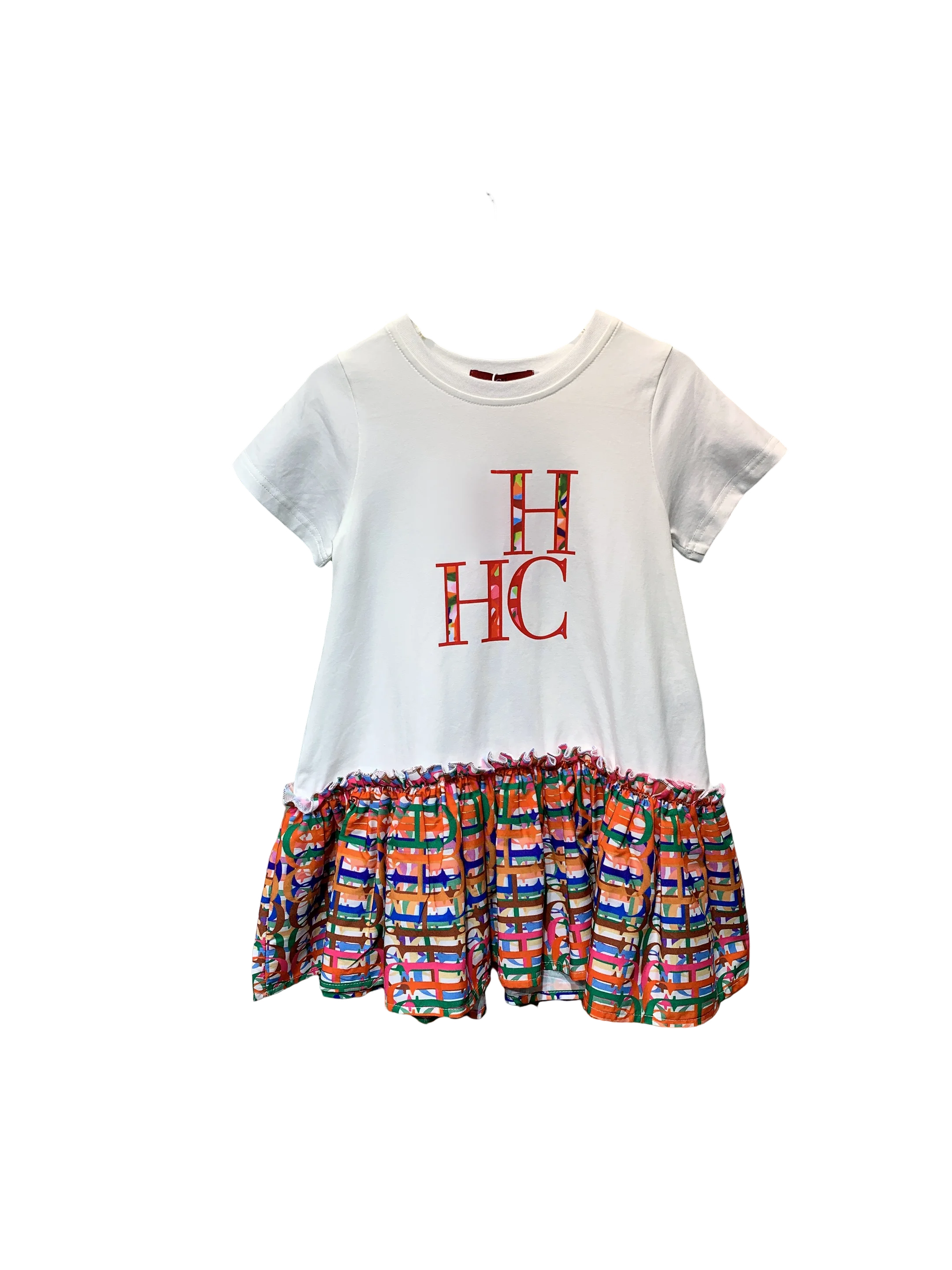 2024 summer new high fashion girls dress letter embroidery short sleeve letter print dresses for baby girls