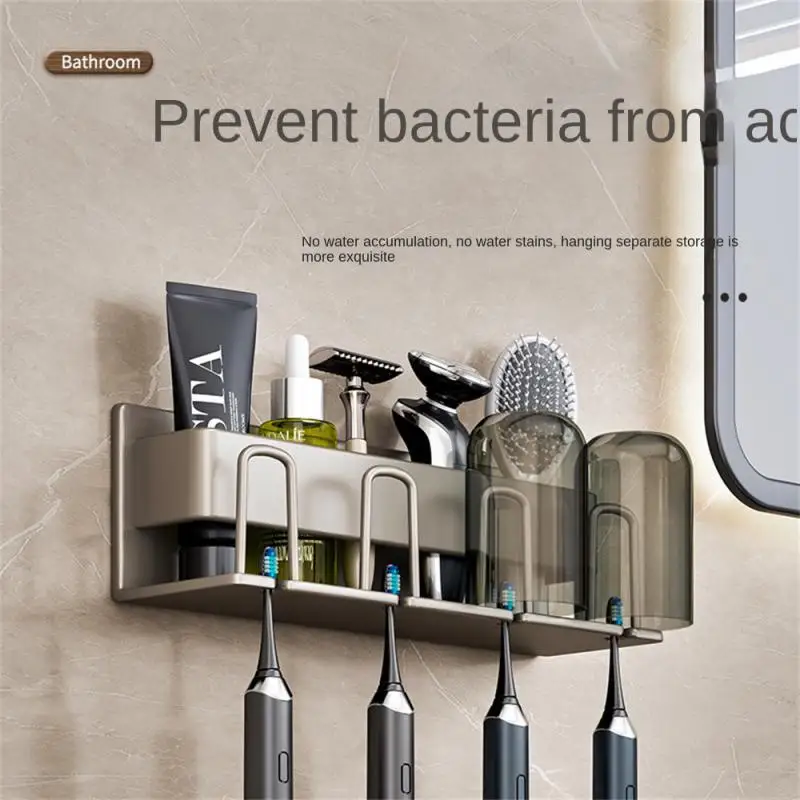 Wall Mounted Toothbrush Holder Hanging Storage Strong Load-bearing Space Aluminum Storage Toothbrush Rack Tooth Storage