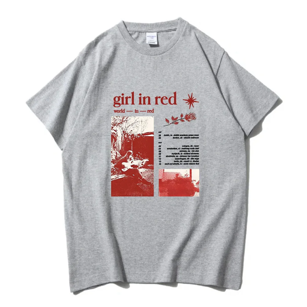 Camiseta feminina de algodão com decote em O, cantora em vermelho, camiseta confortável, streetwear Hip Hop, alta qualidade, casual, verão