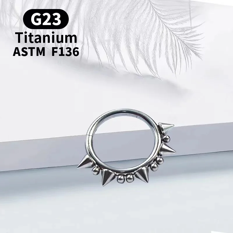 G23 Titanium Cone Spike Circular Nose Ring 14G Surgical Nose Septum Piercing Hoops Ear Tragus Cartilage Piercing Body Jewelry