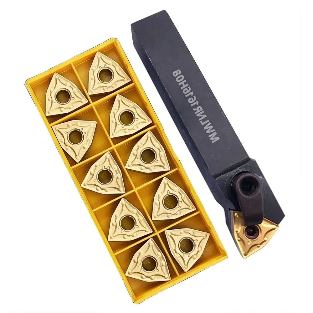 

5/8" Lathe Tool Holder MWLNR1616H08 Indexable Carbide Turning Tool Holder and 10pcs WNMG080404 (WNMG 431) Carbide Inserts