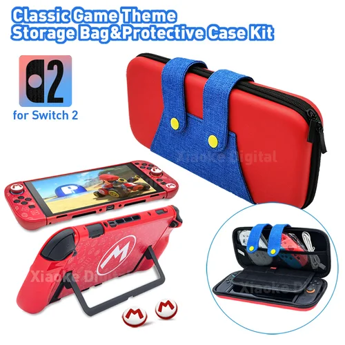 Bolsa de almacenamiento estilo Mari clásico 2025 para NS Switch 2, funda de Estuche de transporte duro portátil, funda para NS Switch 2, accesorios de juego