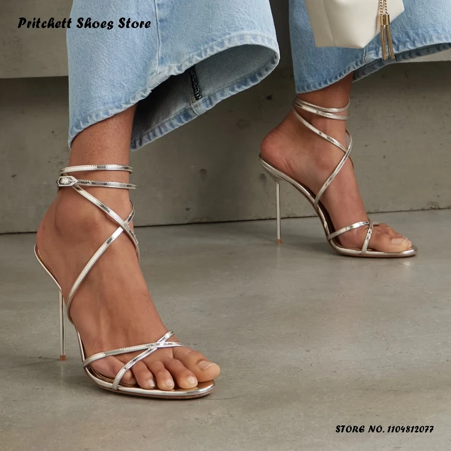 

Женские золотые босоножки на тонких ремешках, летние, сексуальные, для офиса и вечеринок, больших размеров, на шпильке, с круглым открытым носком, на тонком каблуке, с пряжкой, обувь