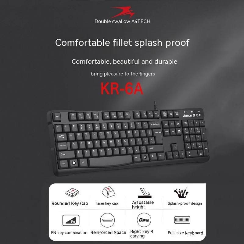 

Shuangfeiyan Kr-6a клавиатура и мышь, Usb Проводная мышь, 105key, подходит для настольных/ноутбуков, компьютеров, офисных игр, подарок