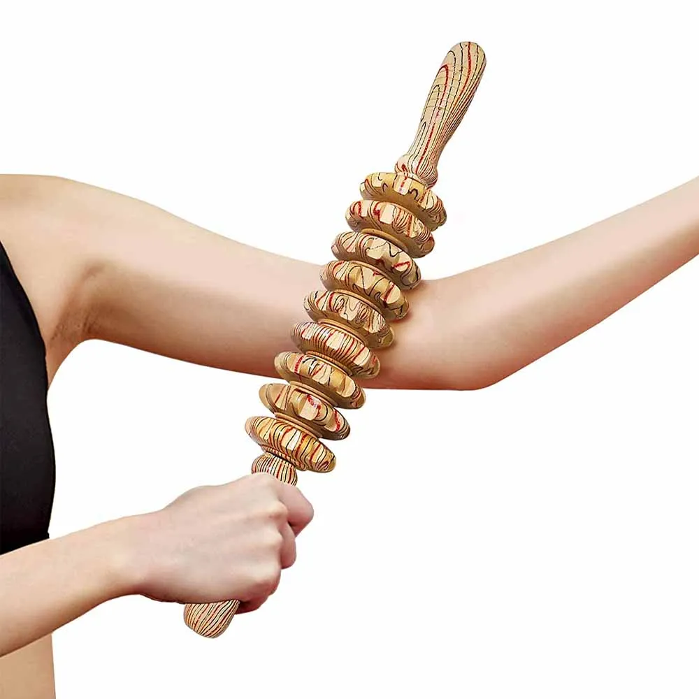 9 Rollen Holz massage gerät Hand Roller Stick Trigger Point manuelle Massage werkzeuge gegen Cellulite, Schmerz linderung der Körper muskulatur