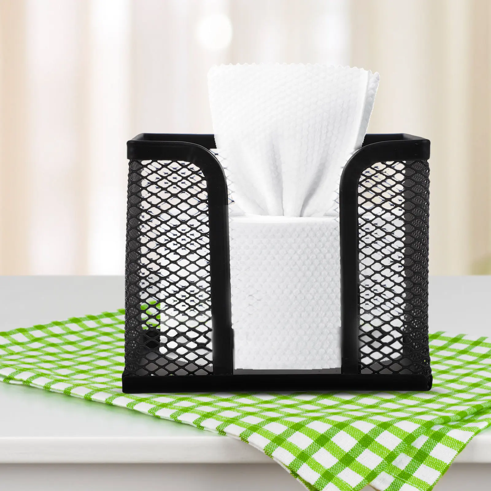 Iron Memo Pad Holder Stable Notepad Container Desktop Office Organizer Metal Napkin Holder Multifunctional Note Papers Box