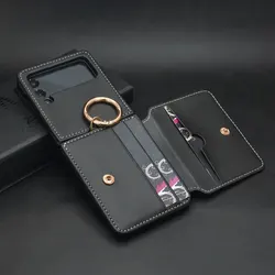 Z Flip4 Funda 케이스 삼성 갤럭시 Z Flip4 Z Flip3 Z Flip5 Finer 링 카드 지갑 Coque 휴대 전화 케이스 커버 Capa Z Flip 5