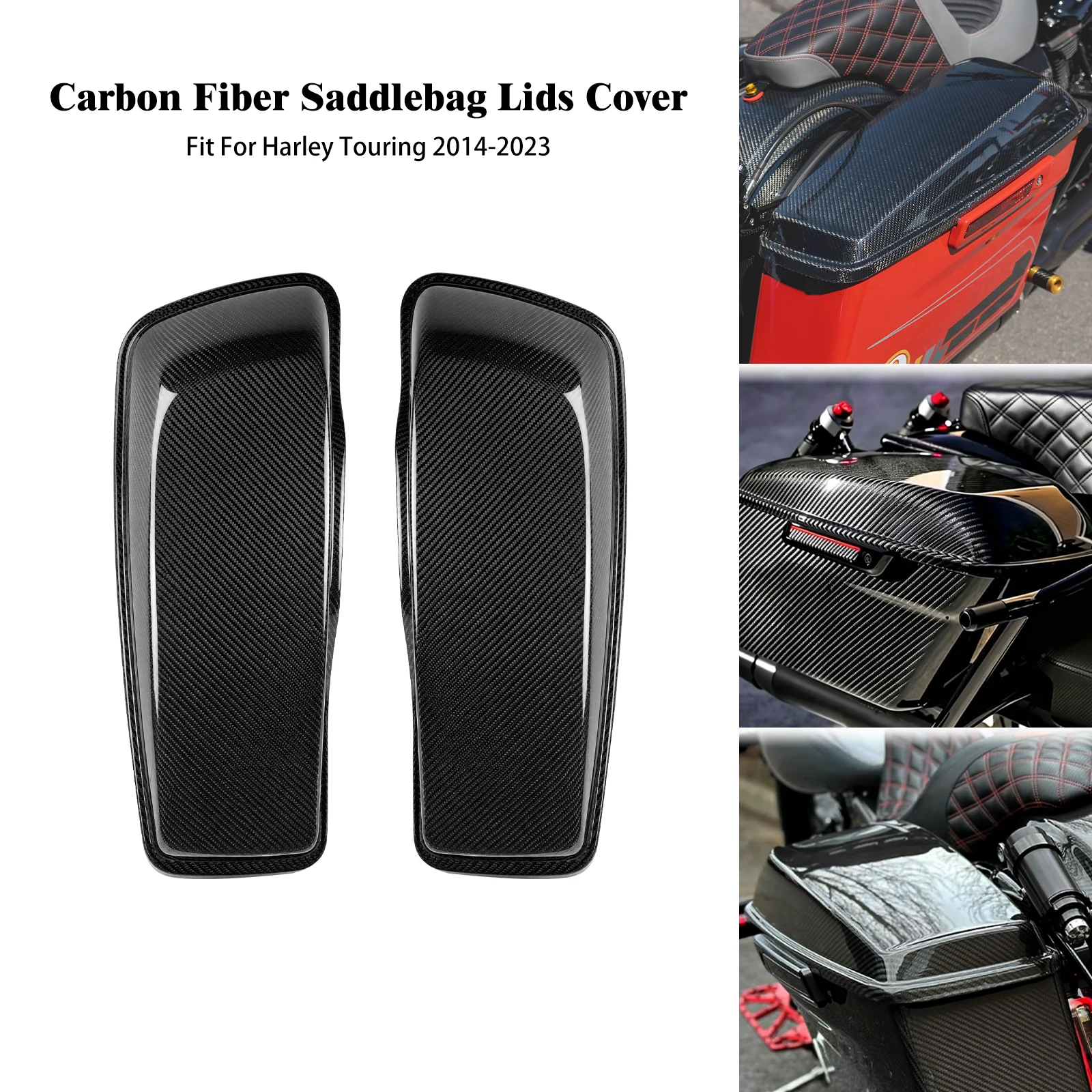 

Motorcycle Saddlebag Lids Rear Hard Bags Cover For Harley Touring Road King Road Electra Street Glide Ultra Limited CVO 2014-23
