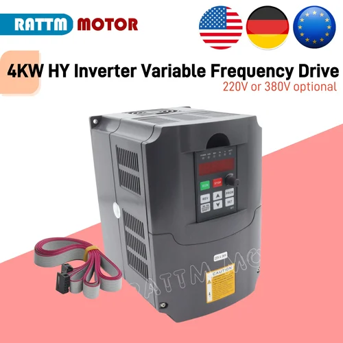【EU在庫】HY 4KW 220V VFD インバーター可変周波数ドライブコンバータードライバーコントローラー 5HP 3 相出力 18A VSD 2m ケーブル付き