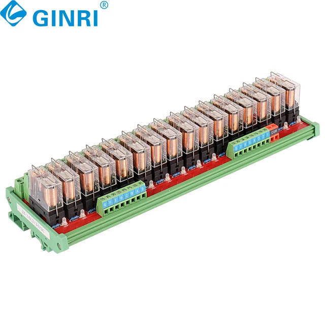 Ginri  JR-16L2 Interface  Relay Module 16 Channel DPDT  DIN RAIL Mount JR-16L2/ DC24V
