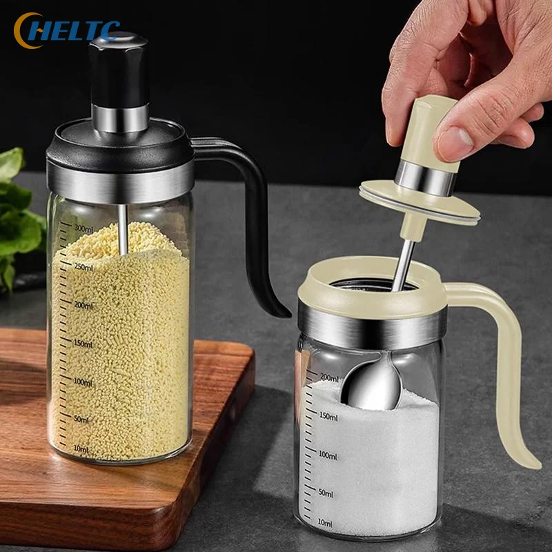 Spice Seasoning Bottle Kitchen Supplies Glass Transparent Sugar Bottle With Spoon Seasoning Bottle Salt And Pepper Bottle