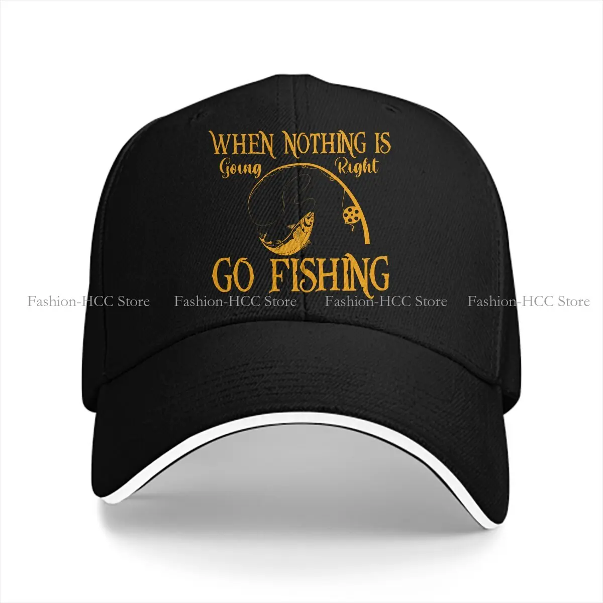 Fish Go Fishing Fisherman Multicolor Hat Peaked Cap When Nothing Is Going Right Go Fishing Personalized Visor Protection Hats