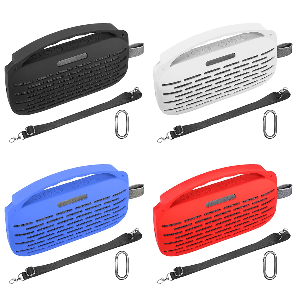 غطاء حافظة من السيليكون مع مقبض وحزام كتف حقيبة حمل واقية للسفر لـ Bose SoundLink Flex 2nd Gen