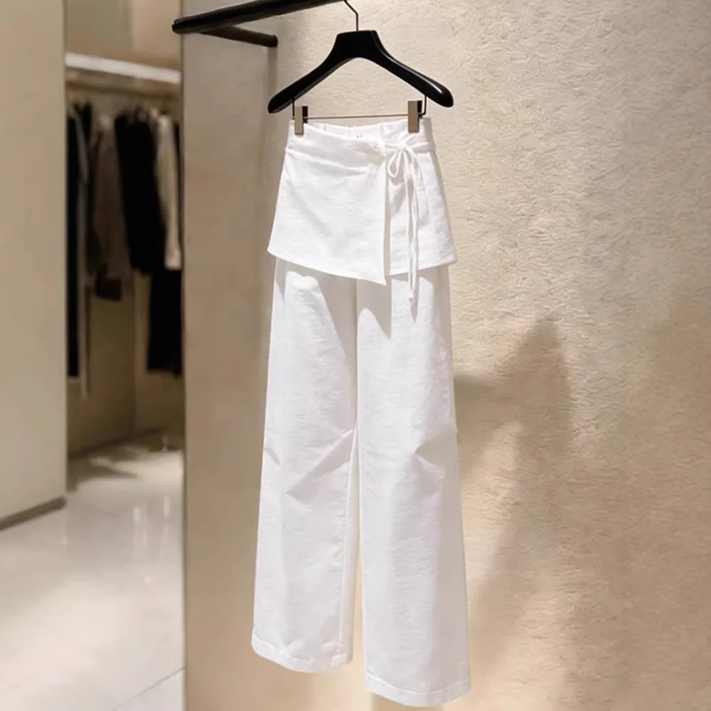 2026 New Fashionable and Versatile Slim-fitting Wide-leg Pants Loose-fitting Boyfriend Style Casual Pants with a Slouchy White