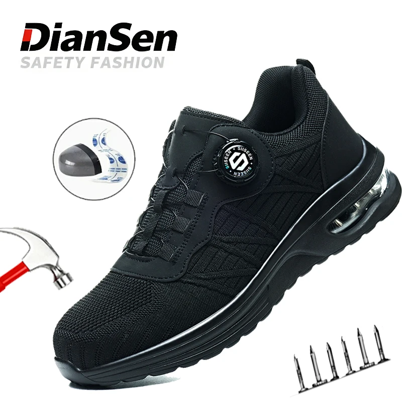 

Мужская повседневная рабочая обувь, неразрушимая защитная обувь, легкие дышащие кроссовки, защитная обувь с вращающейся кнопкой