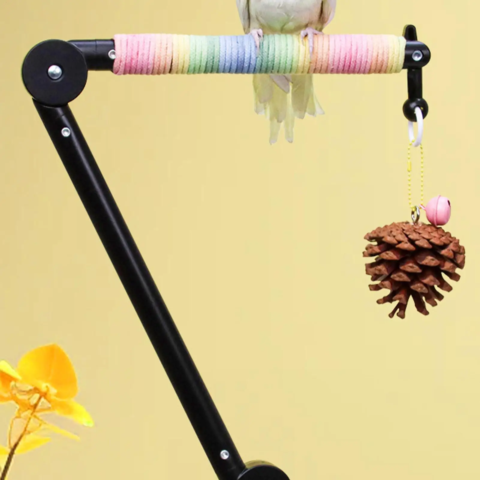 Parrot Perch Interactive Enrichment Toys 4 In 1 Bird Perch Stand Parrot Toys With Ball For Parakeet Cockatiel Conure Lovebird view 3