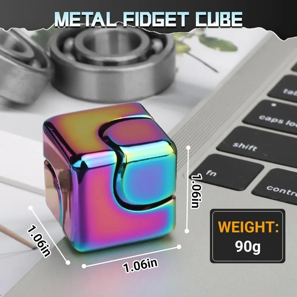 Infinite Fidget Cube Block Fidget Spinner 2-in-1 Anodised Metal Hand Spinner Magic Cube Finger Gyro Cool EDC Gadget Desk Toy