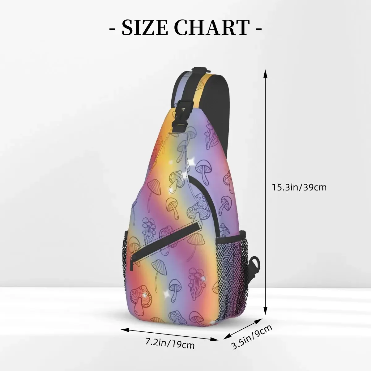 Mushroom Crossbody Bag Sports Vintage Colorful Rainbow Textured Mushrooms Chest Bag Unisex Women Man Shoulder Backpacks Travel