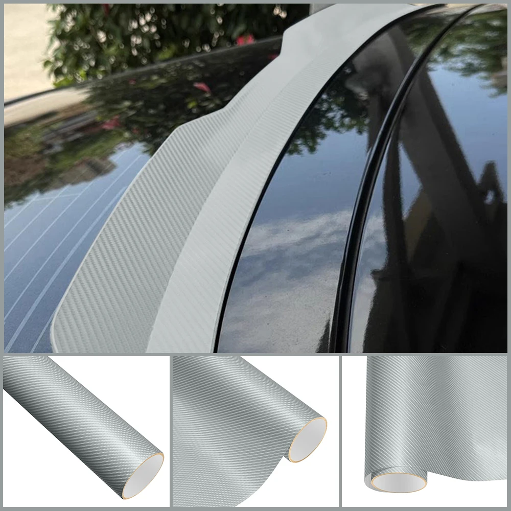 

Matte Silver 4D Carbon Fiber Car Vinyl Film Waterproof Self Adhesive Motorcycle Auto Body Decoration Decal Film Air Bubble Free