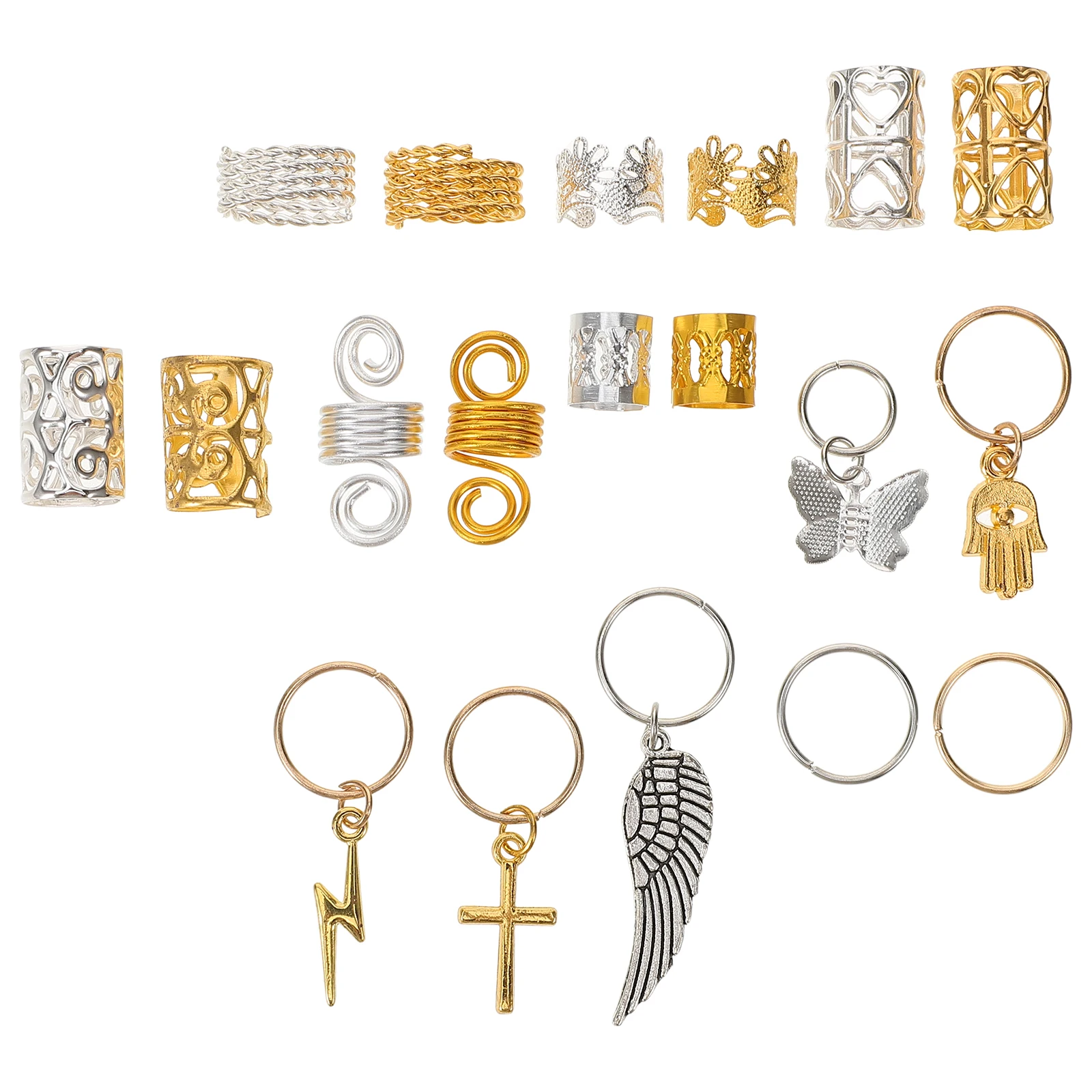 

185 Pcs Hair Extension Rings Accessories Gold Plated Hollow Braiding Cuffs Jewelry for Braids Durable Zinc Alloy Hair