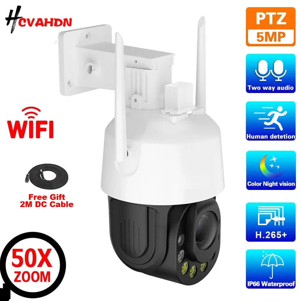 50X Zoom ICsee 5MP Wifi PTZ IP Security Camera Outoodr Color Night Vision Wireless CCTV Video Surveillance Camera 2 Way Audio