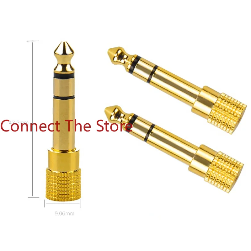 3PCS Supply Audio Adapter 6.35 Stereo Revolution 3.5 Female Microphone Plug Gold-plated   