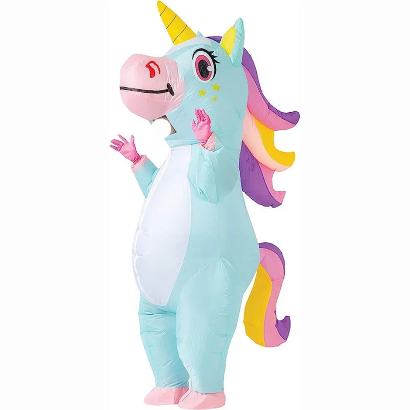 Halloween Weihnachten Karneval Geburtstag Party Urlaub Geschenk Requisiten Erwachsene Cosplay Maskottchen Cartoon Regenbogen Einhorn Aufblasbare Kostüm