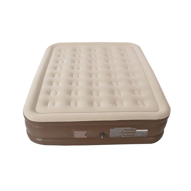 Colchón de cama de aire inflable de doble tamaño con parte superior flocada portátil, bomba integrada de PVC para acampar, dormitorio, parque al aire libre