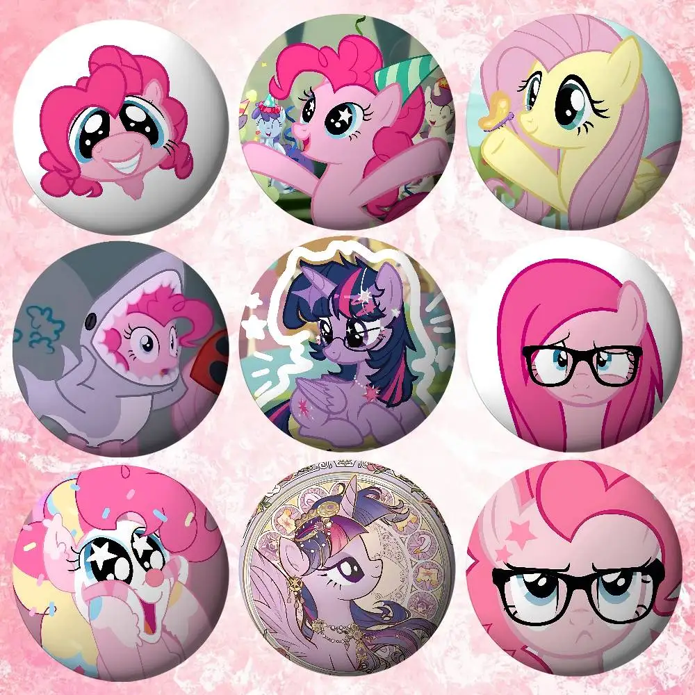 Niedliche M-My Little Pony-S Abzeichen aus Weichblech, Anstecknadel, Brosche, Metall-Emblem, individueller Schmuck, Accessoires für Hut, Tasche, Revers