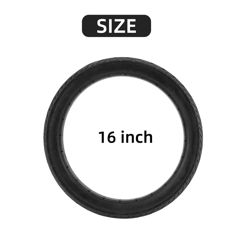 

16-дюймовые цельнолитые шины для велосипеда 16 x 1.75, черные резиновые нескользящие покрышки для велосипеда, велосипедная шина-AT35