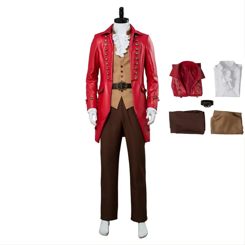 Beauty The Beast Gaston Coat Pants Vest Belt Cosplay Costume Full Set For Men Cosplay Costume Halloween Adult Outfits