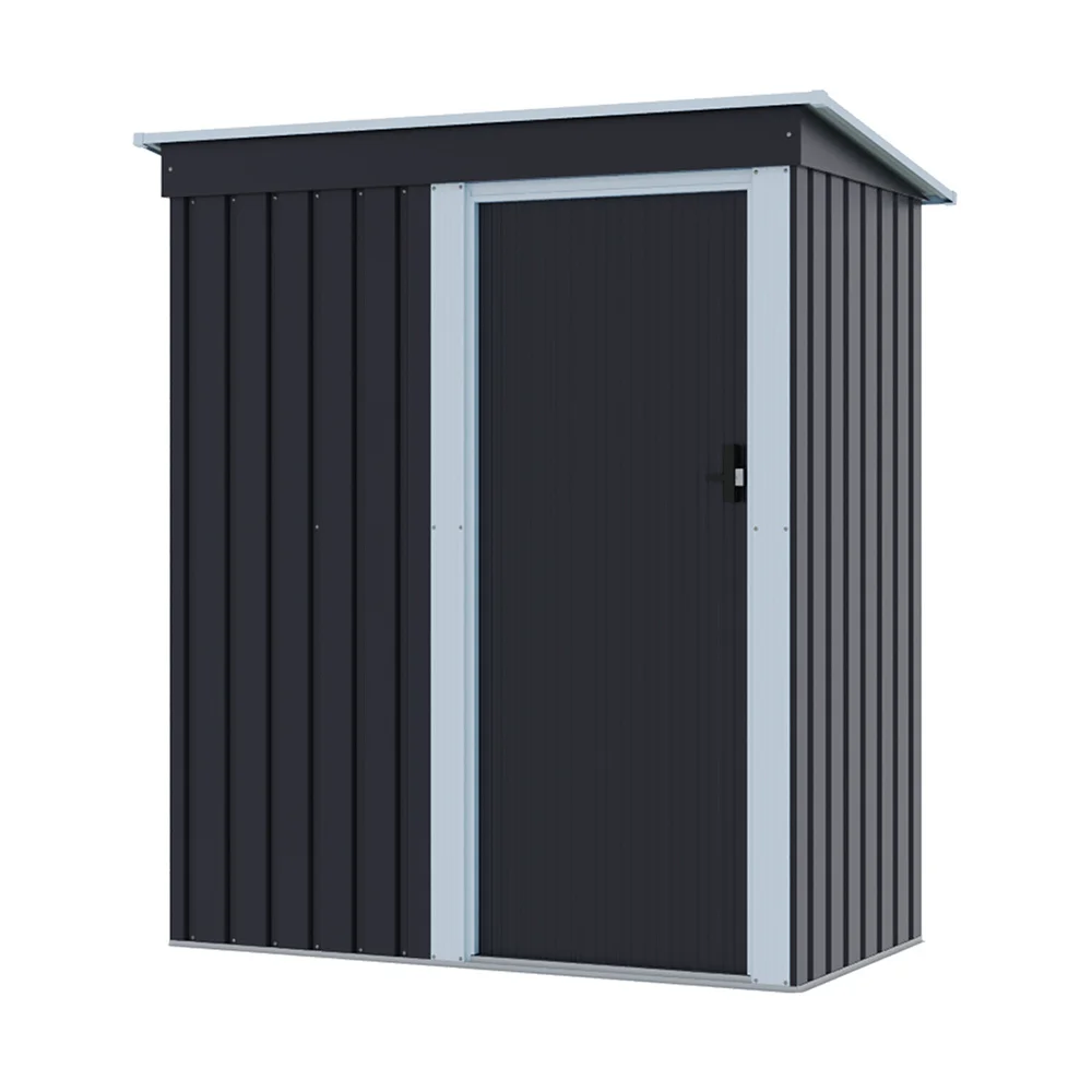 سقيفة تخزين من الفولاذ المجلفن BreeinsGalvanized مع سقف مائل ، باب قابل للقفل للعشب ، الفناء الخلفي ، في الهواء الطلق ، مقاومة للماء