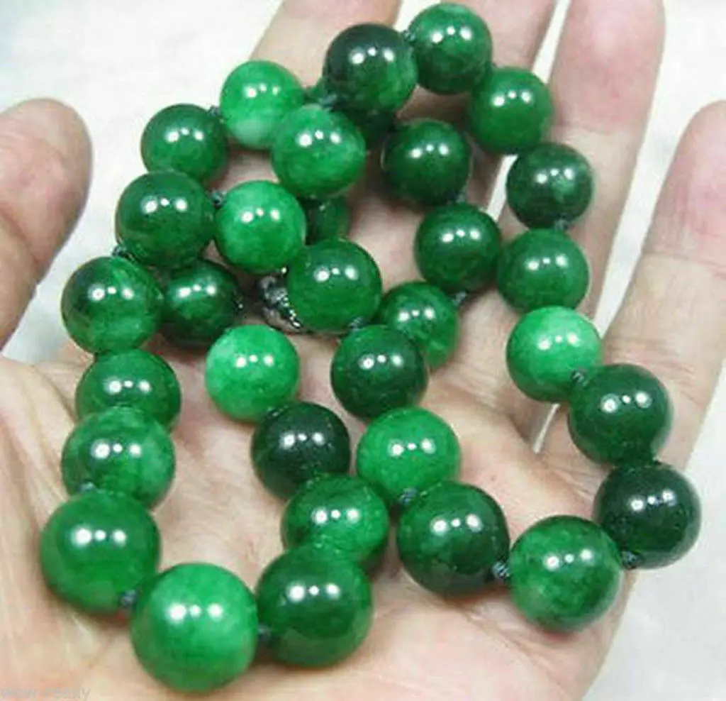 8mm Natural 18inch Long Green Emerald Gems Round Beads Stranded Necklace S133
