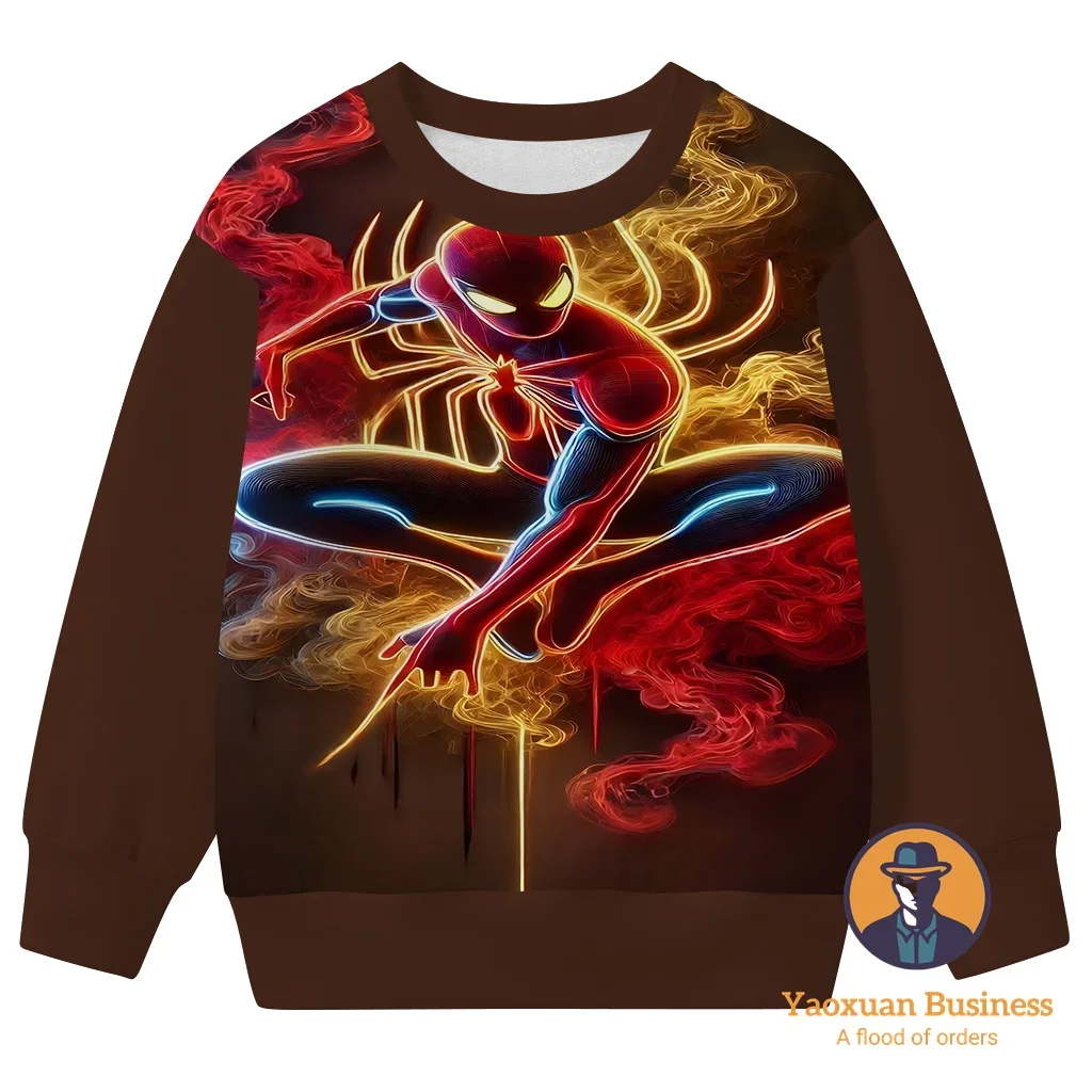

Модный свитшот с 3D круглым вырезом «Человек-паук» 2025 года для детей-подростков, мальчиков и девочек с мультяшным принтом, новый летний бестселлер, горячая мода