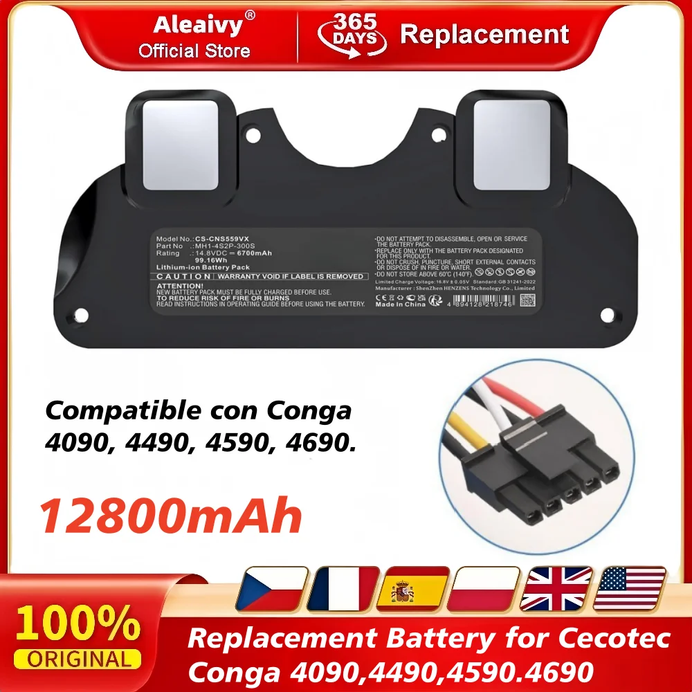 

100% Brand - New 14.8V 12800mAh Battery as Replacement for Cecotec Conga 4090 4490 4590 4690 Robot Vacuum - Great Accessory
