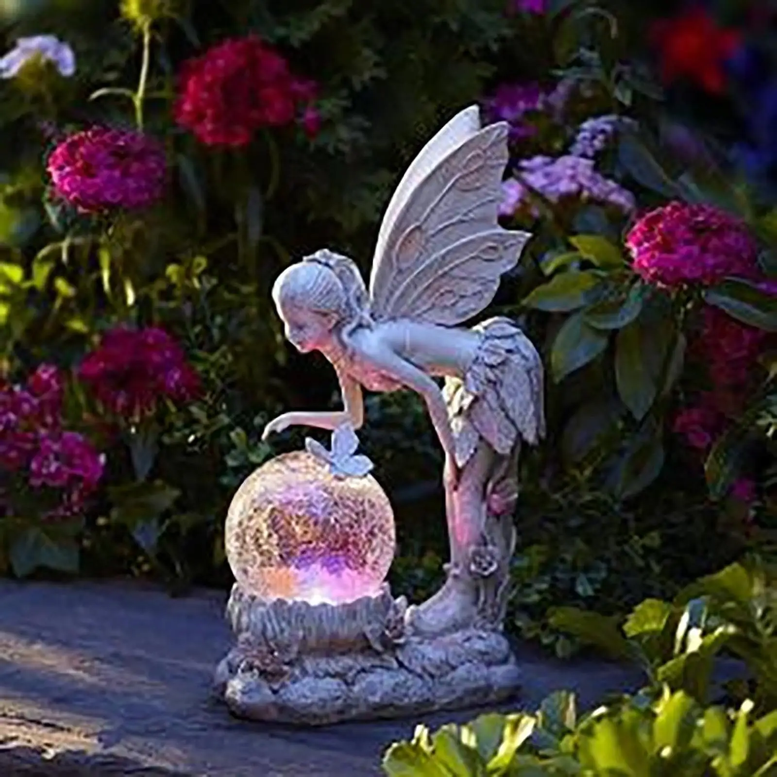 

Resin Fairy Sculpture Ornament Decoration Angel Girl Statue Art Collection Memorial Gift Solar Garden Statue for Lawn Terrace