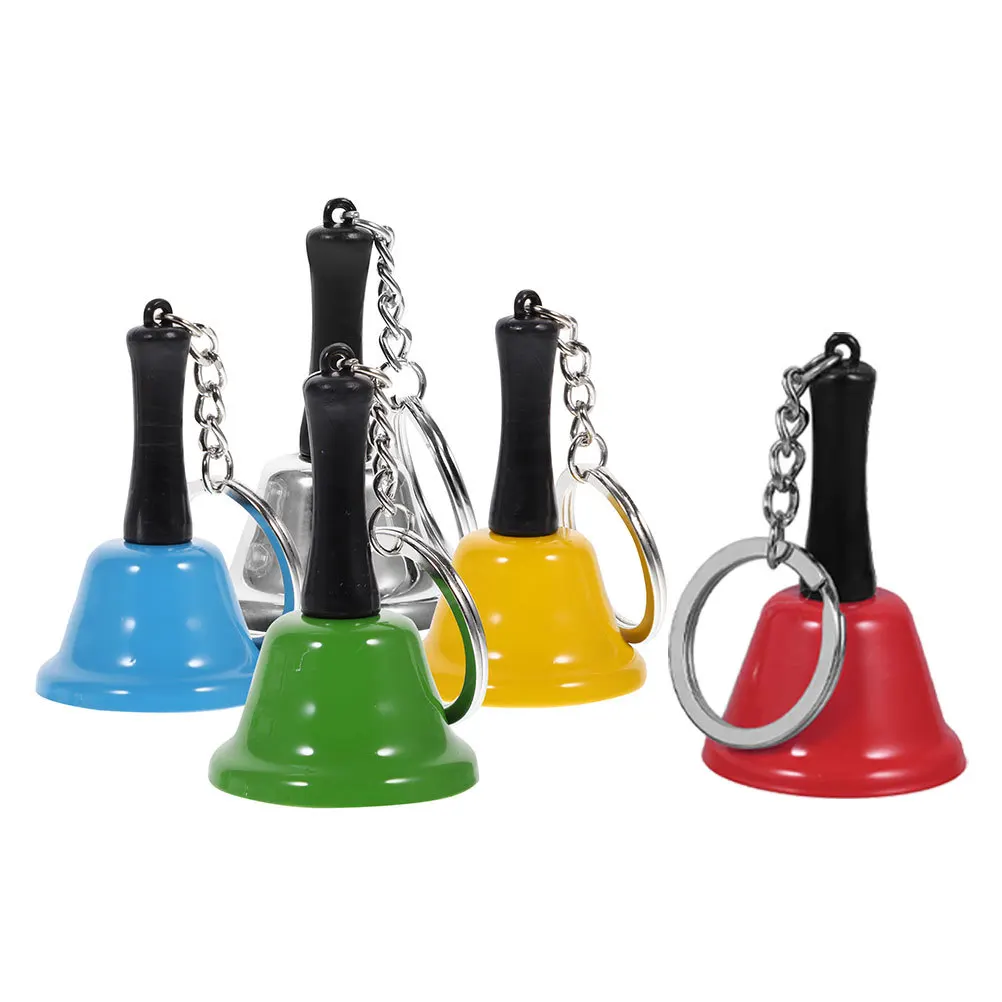 

5 pcs Metal Hand With Keychain Mini Call For Auditory Training Smooth Surface Service Bell Desktop Ring Shaking