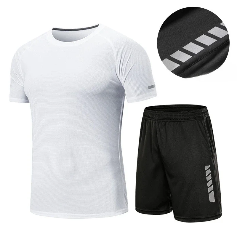 Summer Sports Suit Men's Running Suits Gym Summer Two-piece Quick-drying Clothes Ice Silk Thin Casual Shorts