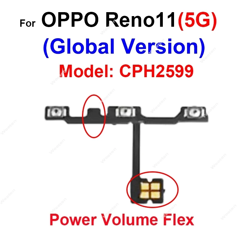 Power Volume Flex For OPPO Reno 11 11F 12F 12 Pro Plus 5G On OFF Power Volume Key Flex Side Buttons Flex Ribbon Replacement
