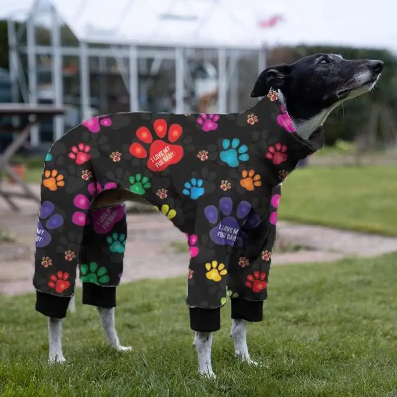 Pigiama per cani autunno inverno zampa di cane di taglia media stampata pigiama levriero tuta moda collo alto abbigliamento per animali domestici