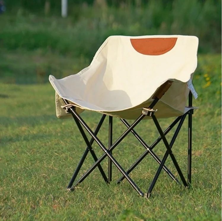 

Beige Color Exquisite Enlarged Folding Chair with Carry Bag Heavy Duty for Sports Fishing Backpacking Travel of Leisurely Life