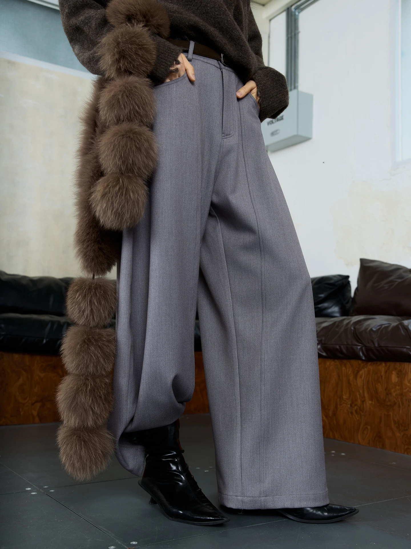 

Брюки JCCC adow Amber Label Work Area Tee-Color, широкие, свободные, повседневные, универсальные, с высокой талией, длинные