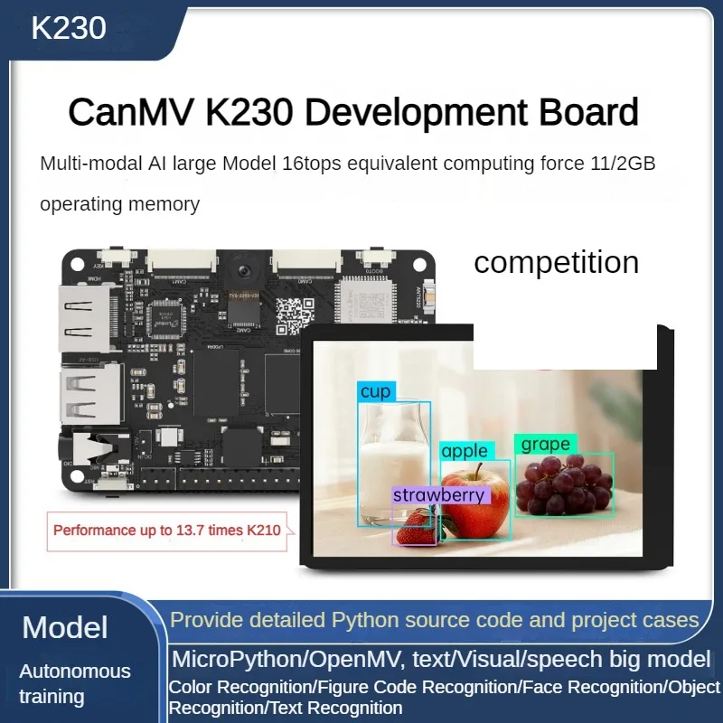 CanMV K230 AI Module de Vision avec caméra 2MP Support écran tactile HD 3.5 pouces adopte la puce Kendryte K230 pour Kit de voiture Robot à monter soi-même
